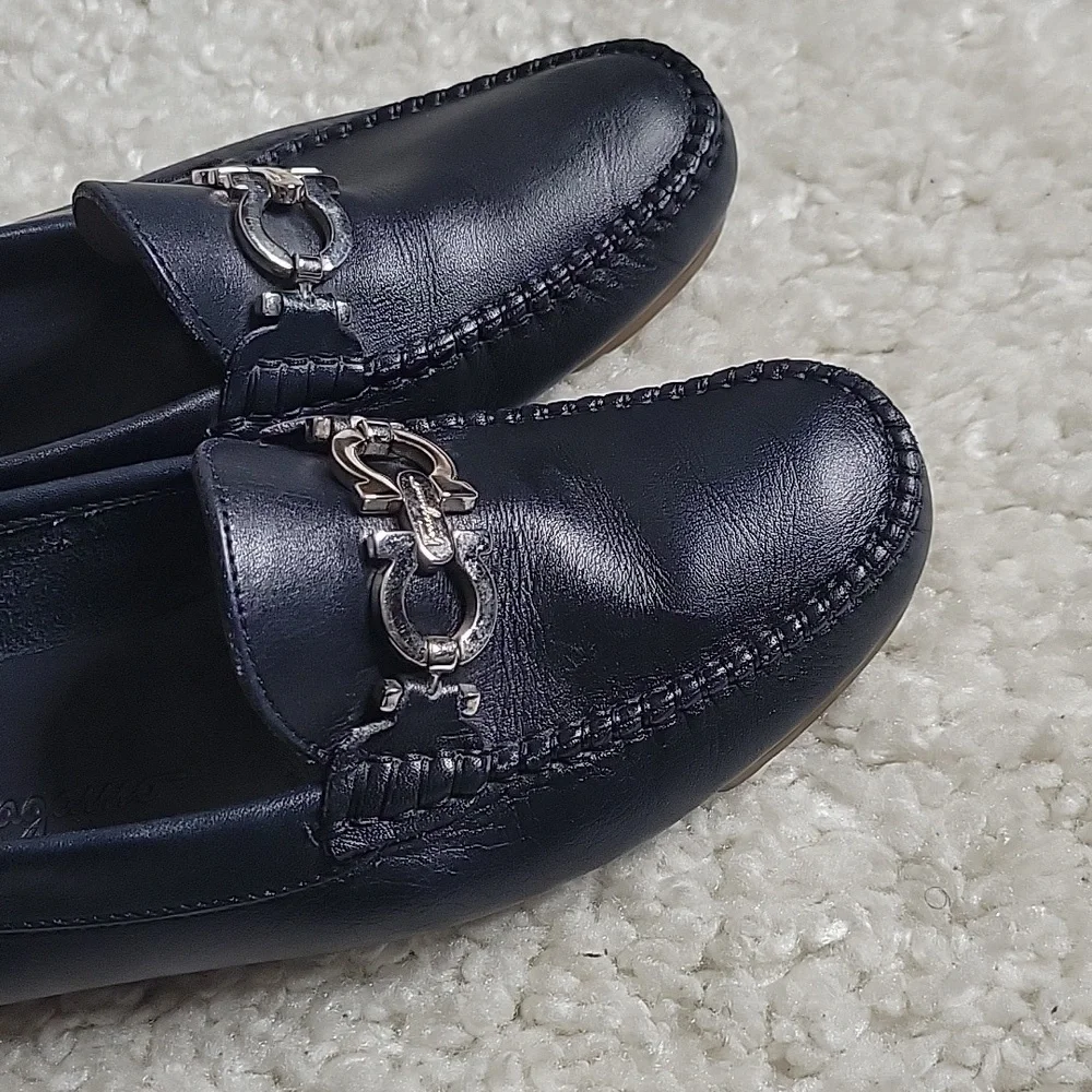 Salvatore ferragamo Ganachi navy leather driving loafers/shoes size 7 - Picture 7 of 16